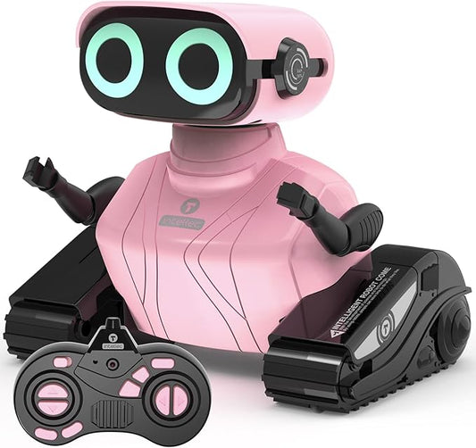 GILOBABY Robot Toys, Remote Control Robot Toy, RC Robots for Kids with LED Eyes, Flexible Head & Arms, Dance Moves and Music, Birthday Gifts for Girls Age 3+ Years (Pink)