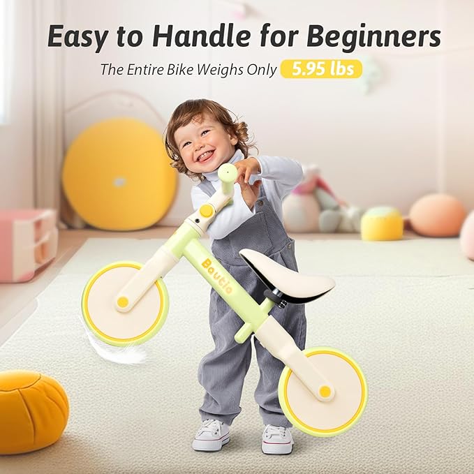 Balance Bike for 2 Year Old, Adjustable Seat & Handlebar, Age18 Months to 5 Years Old, No-Pedal Training Bike Toddler Push Bicycle First Gifts-Green