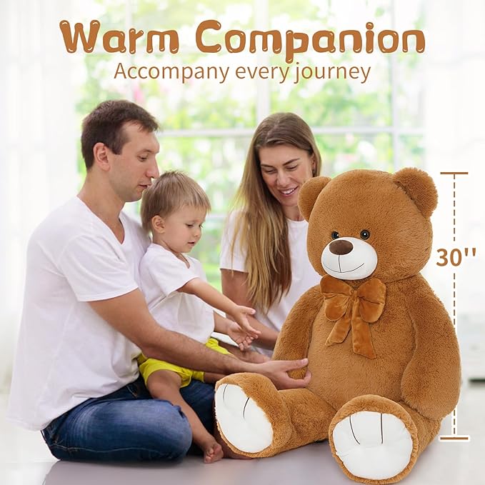 MorisMos Giant Teddy Bear 4 ft Stuffed Animal for Girlfriend,Cuddly Stuffed Big Bear Plush Toy for Valentines,47 inches Big Stuffed Animal Bear Christmas Baby Shower for Boyfriend,Wife,Children