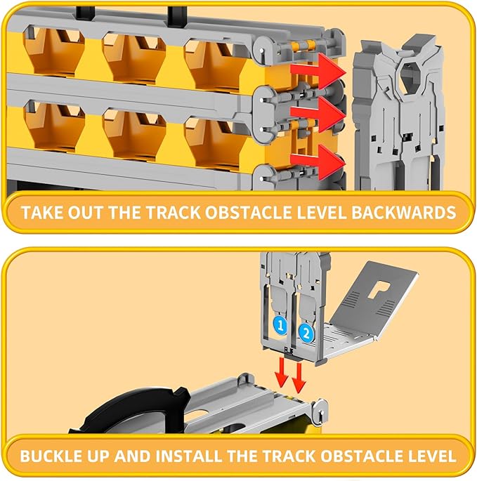 Racing Car Railway Truck Toy for Boys 2 3 4 5 6 7 Years Old - 78.7-inch Transport Carrier Trucks, Foldable Railway Storage, die-cast Car, for Toddlers and Kids Aged 3-5