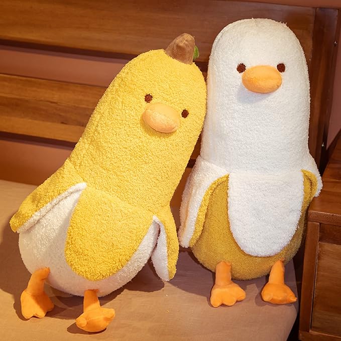 Banana Duck Plush Toy, Banana Duck Stuffed Animals Doll Cute Plushie Hugging Plush Pillow Gift for Girls and Boys (White, 19.68 inch)