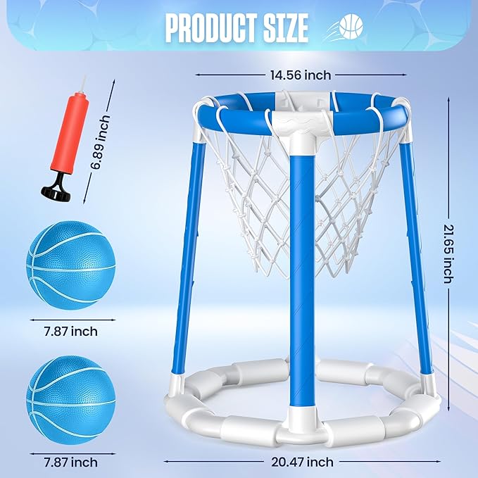 Pool Basketball Hoop Pool Games Pool Toys with 2 Basketballs Floating Basketball Hoop for Pool for Kids & Adults Indoor Outdoor Pool Games