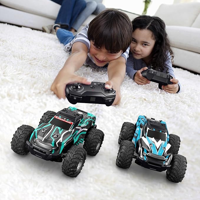 Remote Control Car for 4-7 8-12 Boys, 1/16 Scale All Terrain RC Cars,High Speed 25Km/h Fast Car with Colorful Led Light and Spray, Two Rechargeable Battery RC Truck, Toy Car Gift for Teen Boys Girl