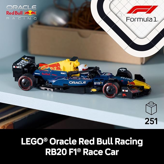 LEGO Speed Champions Oracle Red Bull Racing RB20 F1 Race Car Model Kits - Building Set for Adults, Ages 18+ with Realistic Features - Red Bull F1 DIY Crafts for Display - Gift Idea for F1 Fans - 77243