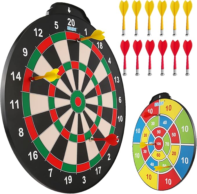 18 inch Magnetic Dart Board Set for Kids, Indoor Outdoor Game Dart Game with 12 Darts, Dartboard Toys Gifts for 6 7 8 9 10 11 12 Year Old Boys