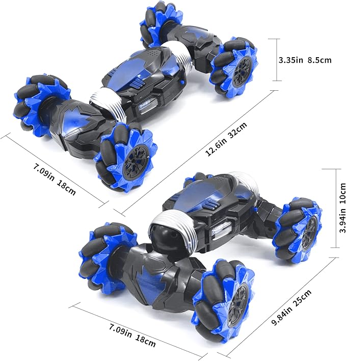 Gesture Sensing RC Stunt Car with Lights Music Hand Controlled Remote Control Car 4WD 2.4GHz Off-Road 360° Double Sided Rotation Stunt Car Birthday Gift Idea for Boys Girls (Blule)