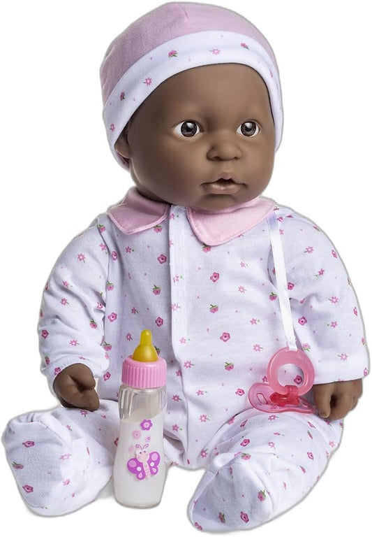 JC Toys - La Baby | African American 20-inch Large Soft Body Baby Doll | Washable | Removable Pink Outfit w/ Hat and Pacifier | For Children 2 Years +