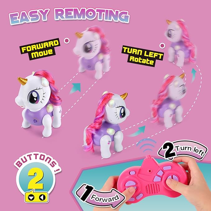 PETNEY Remote Control Robot Pets Toys for Ages 5-7，Interactive Voice Control，Rechargeable & Recordable，Touch Sensing，STEM Toy Program Treats, Walking, Dancing Robot Toys for Girls (Purple)