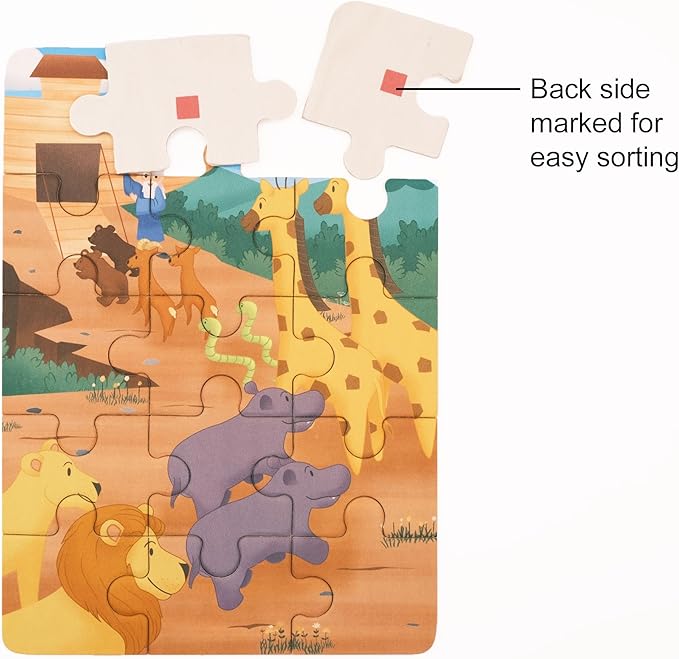 4-in-1 Wooden Puzzles in Box (15 pcs Each) | Religious Gifts for Kids | Christian Gifts for Kids | Noah's Ark | Religious Graduation Gift | Bible Stories Puzzles (Old Testament)