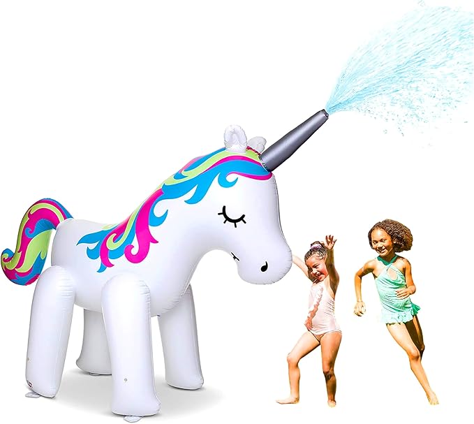 BigMouth Inc. Ginormous Inflatable Unicorn Sprinkler, Outdoor Summer Water Game & Splash Toy for Yard, 6 Feet Tall