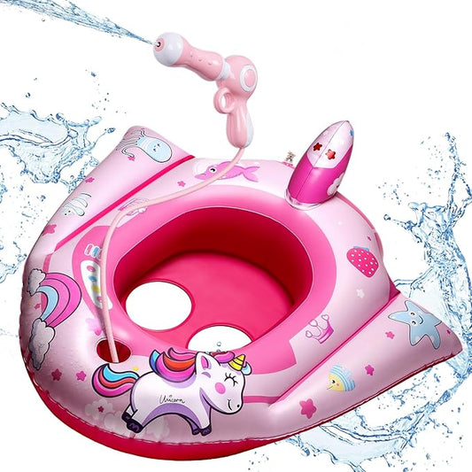 HopeRock Unicorn Pool Floats for Toddlers and Kids, with Water Gun, Pool Toys for 3-8 Years Old Girls, Inflatable Swimming Pool Toys
