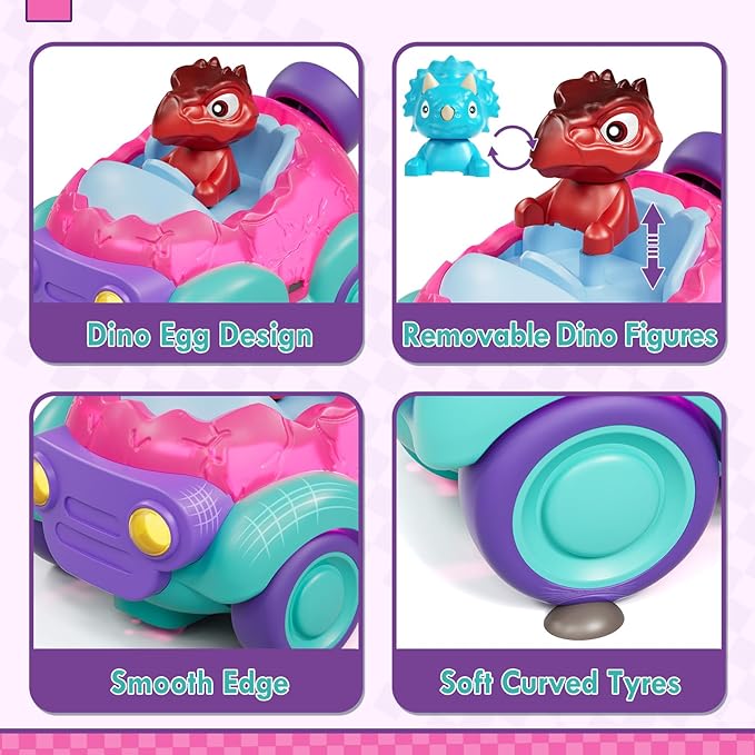 Lehoo Castle Remote Control Car for Toddlers, Toddler Girl Toys 2-3, Dinosaur Toys for Girls Ages 2-4 with Lights & Music, Toys for 2 3 4 Year Old Girls