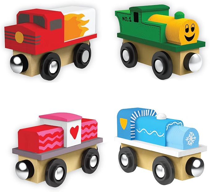 24 Unpainted Engines for Wooden Railway Compatible with Thomas, Chuggington, Brio, Great for Birthday Party Train Theme (24 Engine)