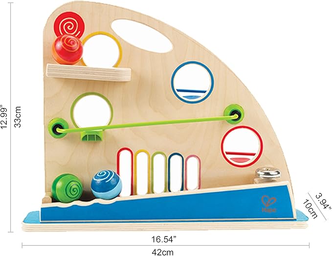 Hape Roller Derby Wooden Marble Racing Toy | Award Winning Marble Run Wooden Puzzle Maze Toddler Toy for Kids, Colorful Dual Sided Mountain of Fun, Multicolor, Model Number: E0430