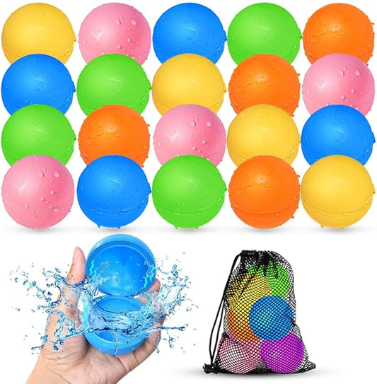 SOPPYCID 20Pcs Reusable Water Balloons, Summer Water Toys, Magnetic Water Ball for Outdoor Games, Pool Toy, Beach Toys for Kids