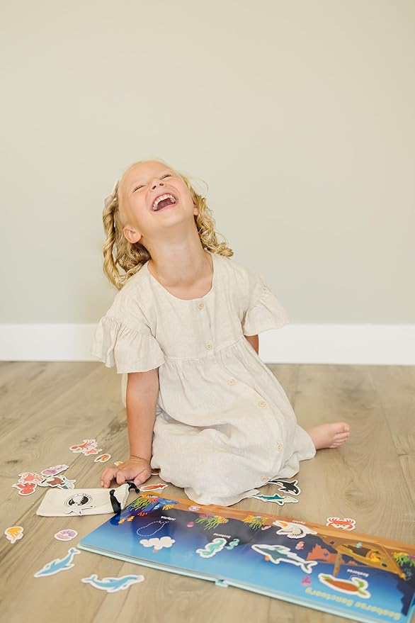 Motessory Preschool Busy Book – Ocean Adventures Busy Book for Toddlers 3-5 Years Old with 8 Magnetic Pages and Figurines – Educational Toddler Montessori Toys for Home, Kindergarten, Travel