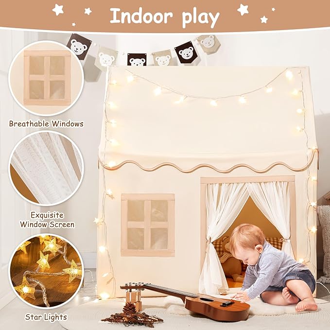 Kids Play Tent Indoor: with Star Lights - Toddler Tent Playhouse Tents for Kids Outdoor Boys Girls Toys Children Gifts for Christmas Birthday