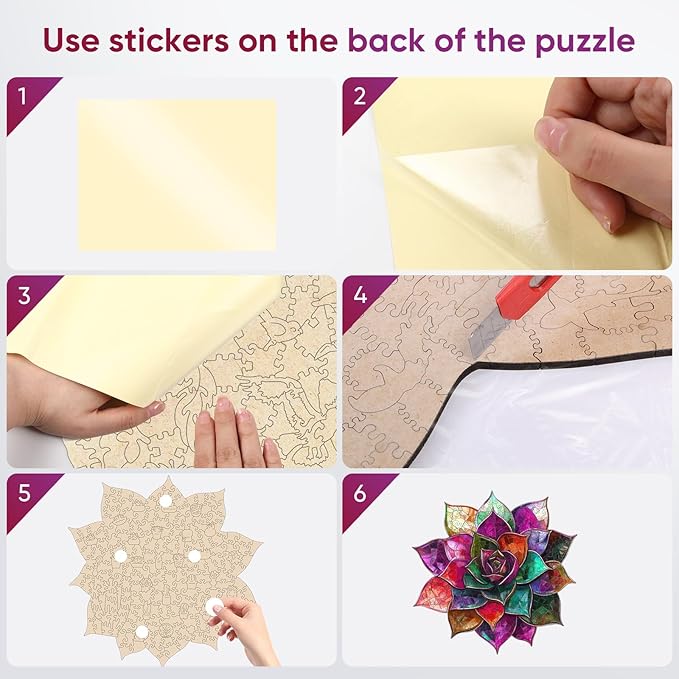 Colorful Succulent Puzzles for Adults 500 Pieces,Wooden Puzzles, 5MM Thick Unique Shaped Flower Jigsaw Puzzles Birthday Gifts for Kids Family Game 16.8 * 16.9inch