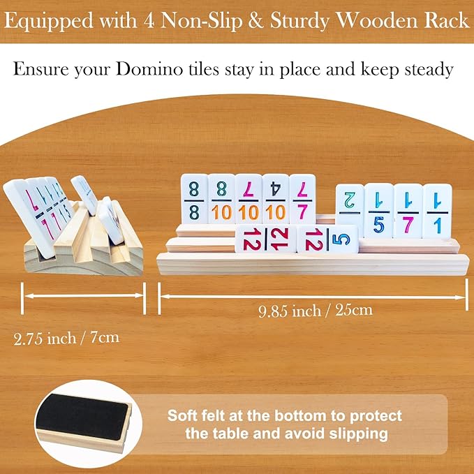 BATURU Double 12 Mexican Train Dominoes Set, Dominos Set for Adults - 91 Numer Tiles with Carry Case, Fun Board Games for Adults & Family Game Night, Travel Games, Easter Basket Stuffers (6 Racks)