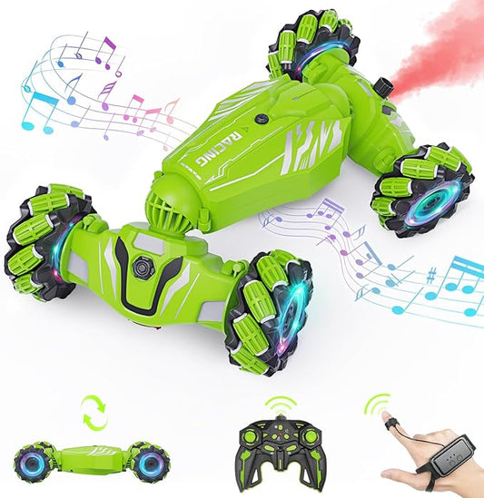 Dysaim Gesture RC Car, Birthday Gifts Toys for Boys 6-12 Year Old, 4WD Remote Control Car 360° Rotate Transform Drift RC Stunt Cars with Lights Music Sprayer, 2.4Ghz Hand Controlled