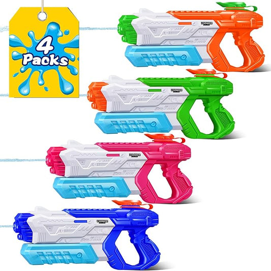 Quanquer Water Guns for Kids 3-5, 5-8, 8-12 - 4 Packs Squirt Pool Toy Water Gun Soaker with High Capacity Long Shooting Range - Water Squirer Blaster Gun for Kids Pool Toys Summer Parties Games Beach