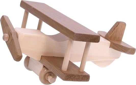 AmishToyBox.com Wooden Airplane Toddler Toy, Kid-Safe Finish, Harvest Stain and Natural Finish