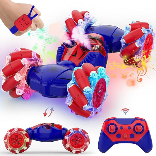 RC Stunt Cars, Gesture Sensor Stunt Remote Control Car Toys for Kids Age 6 7 8 9 10 11 12+ Years Old, 2.4GHz 4WD RC 360° Flips Off Road Vehicle Toys with Lights Music, Gifts for Boys Girls