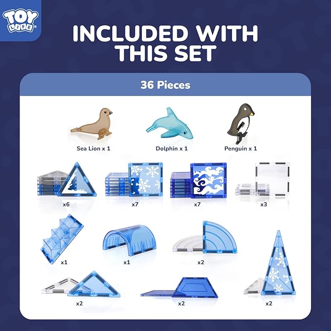 TOY Life Magnetic Tiles for Kids Ages 4-8, Magnetic Toys for Toddlers 3+, Magnet Tile Building Toy for Kids Ages 3-5, Magnet Building Tiles, Toddlers Preschool