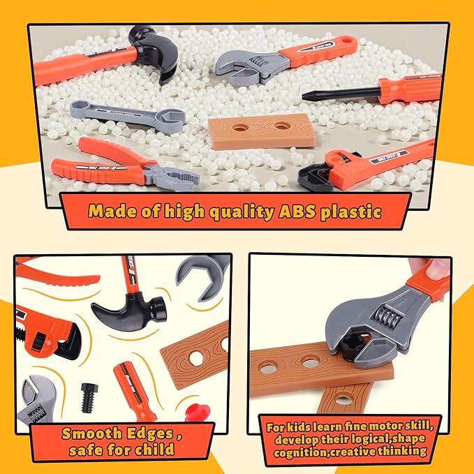 MAGIC4U 26PCS Toddler Tool Set with Tool Bag, Pretend Play Construction Kits for Kids Age 3-6 Years Old