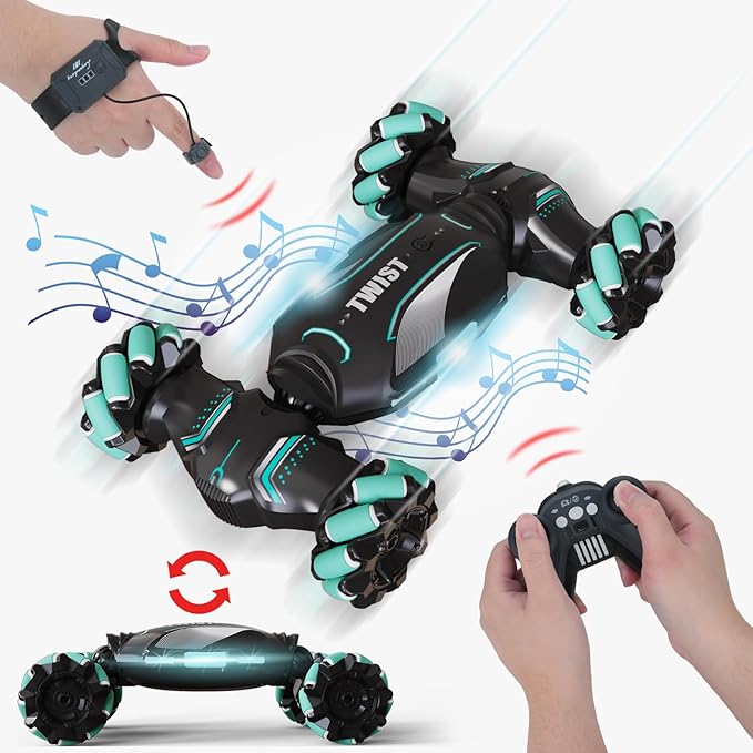 Gesture Sensing RC Stunt Car - Hand Controlled Remote Control Car 4WD Offroad 360° Rotation with Light Music, RC Drift Car Toys for 6-12 Year Boys, Cool Birthday Gifts for Kids