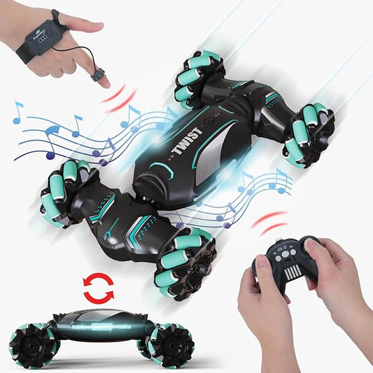 Gesture Sensing RC Stunt Car - Hand Controlled Remote Control Car 4WD Offroad 360° Rotation with Light Music, RC Drift Car Toys for 6-12 Year Boys, Cool Birthday Gifts for Kids