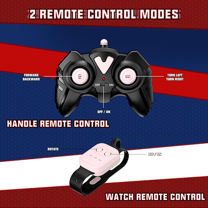 Remote Control Car Toys for Girls & Boys, 4WD Gesture RC Stunt Cars, High Speed RC Truck with Double Sided 360 Flips and Headlights Wheel Lights, Off-Road Stunt Car Toys for Kids 6-12 yr (Pink)