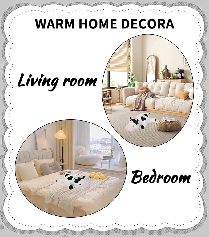 Weighted Cow Stuffed Animals Weighted Plush Toy 24" 4.2lb Cute Cow Hugging Dolls Plushies Pillows for Boys and Girls (White & Black)
