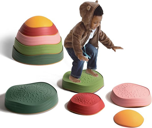 makarci Balance Stepping Stones for Kids, Non-Slip Toddlers Sensory Toys Outdoor or Indoor Play, Promoting Motor Skills and Confidence, Obstacle Course Coordination Toys for Children Age 3 4 5 6 7+