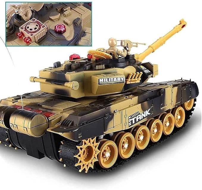 Remote Control Tank- Kids Simulated Large 2.4GHz RC Tanks Armored Car, Sound & LED Lights,Rotating Turret & Sound, RC Army Tank Toy Great Gift for Boys Children