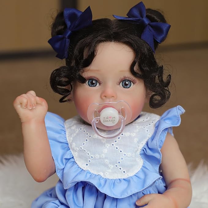 SCOM Reborn Baby Dolls Girl, 18Inch Newborn Baby Doll with Soft Weighted Cloth Body, Lifelike Reborn Toddler With Realistic Veins, Advanced Painted Baby Doll Accessories Gift Set for Kids Girls Age 3+