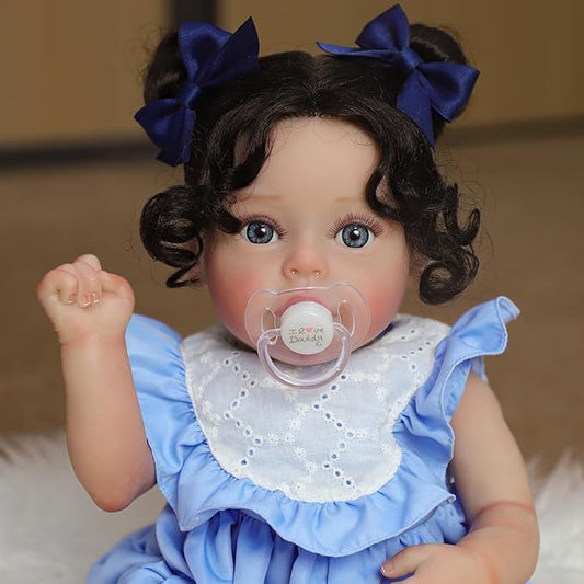 SCOM Reborn Baby Dolls Girl, 18Inch Newborn Baby Doll with Soft Weighted Cloth Body, Lifelike Reborn Toddler With Realistic Veins, Advanced Painted Baby Doll Accessories Gift Set for Kids Girls Age 3+
