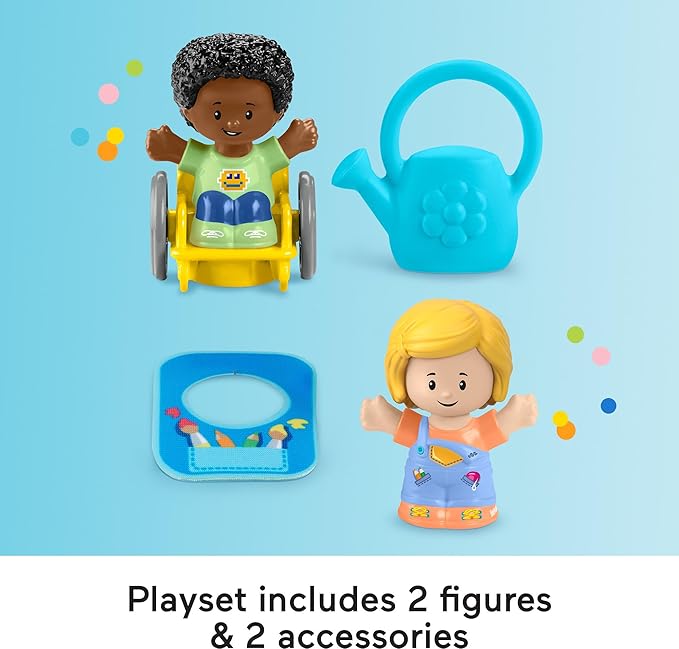 Fisher-Price Little People Toddler Playset Play for All School with 2 Figures & 2 Accessories for Preschool Pretend Play Ages 1+ Years