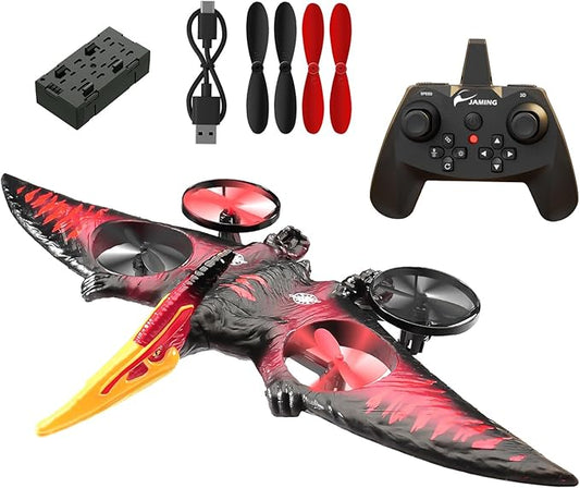 jaming Pterodactyl Dinosaur Toys Drone for Kids,Dragon Remote Control Airplane,Flying Toys Birthday Gifts for 8-12 Year Old Boys,RC Plane for Kids 8-12 （Red）