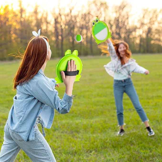 EVERICH Upgraded Toss and Catch Ball Game Set - Indoor and Outdoor Games for Kids 3-12, Beach Sand Pool Water Toy Includes 2 Paddles 2 Sticky Balls, Great Birthday Easter Gifts for Boys Girls