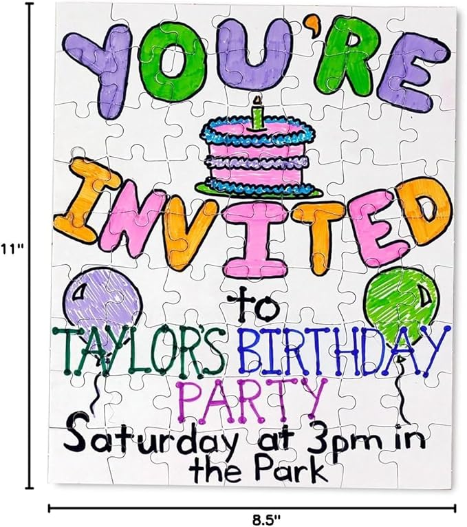 Hygloss Products 4 Blank Jigsaw Puzzles with Envelopes – 8.5 x 11 Inch, 63 Pieces Each – DYI Party invites, Perfect for Decorating, Kids' Activities, Arts & Crafts or Party Favors