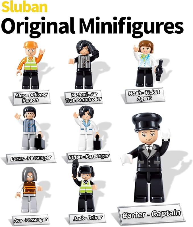 Airplane Building Set, City Airport Passenger Plane Toy for 6+ Year Old Boys and Girls, Compatible with Lego Plane, with an Airplane, Control Tower, Terminal, Baggage Cart, and 8 Minifigures