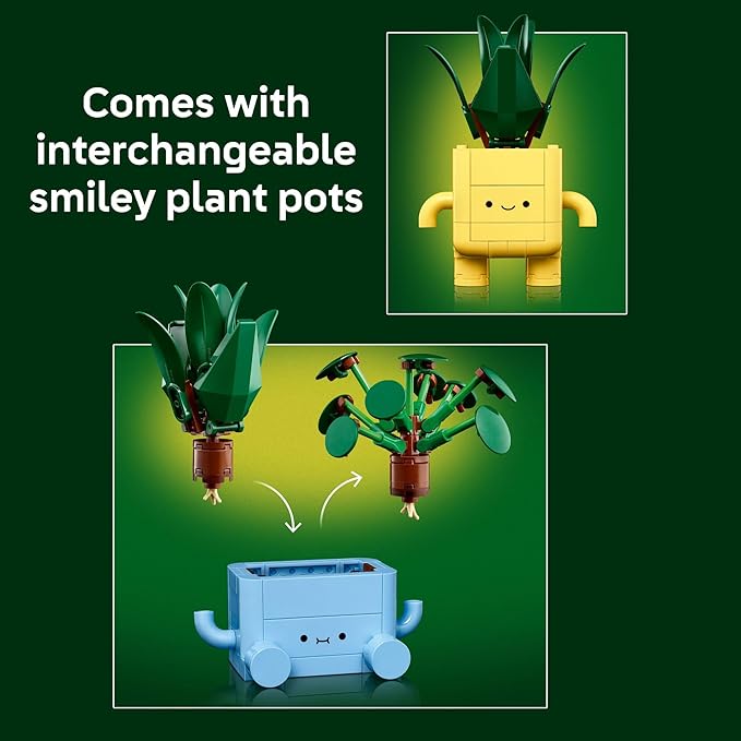 LEGO Botanicals Happy Plants Building Toy for Kids, Girls, and Boys 9+ - Playroom Decor for Desk or Shelf - Birthday Gift Idea for Young Gardeners - Artificial Indoor Plants for Play & Display - 10349