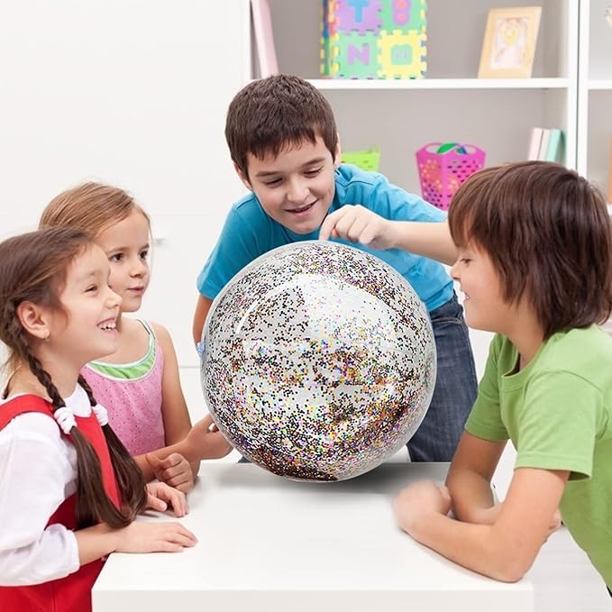 12 Pack Inflatable Beach Balls Bulk 16" Glitters Pool Toys Balls for Pool, Beach, Summer Pool Party - Swimming Pool Game Water Beach Toys Kid Party Favor Decorations Summer Blow Up Beach Ball