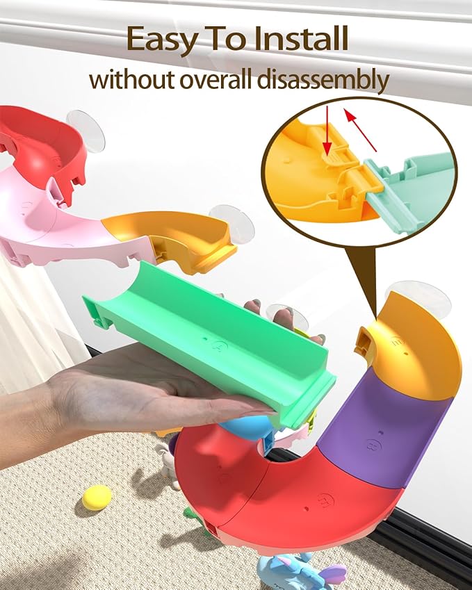 Bath Toys for Kids, Toddler Bathtub Toys with 3 Small Ball and Slide, with Suction Cups,Bath Time Fun Christmas Birthday Gift for Boys and Girls