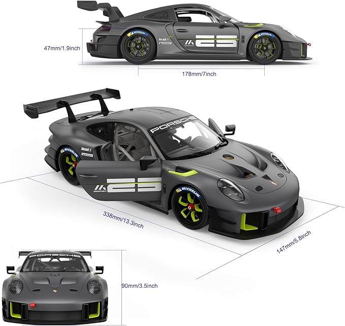 RASTAR RC Cars 1/14 Porsche 911 GT2 RS Clubsport 25 Remote Control Porsche Toy Car for Kids, Grey 2.4GHz