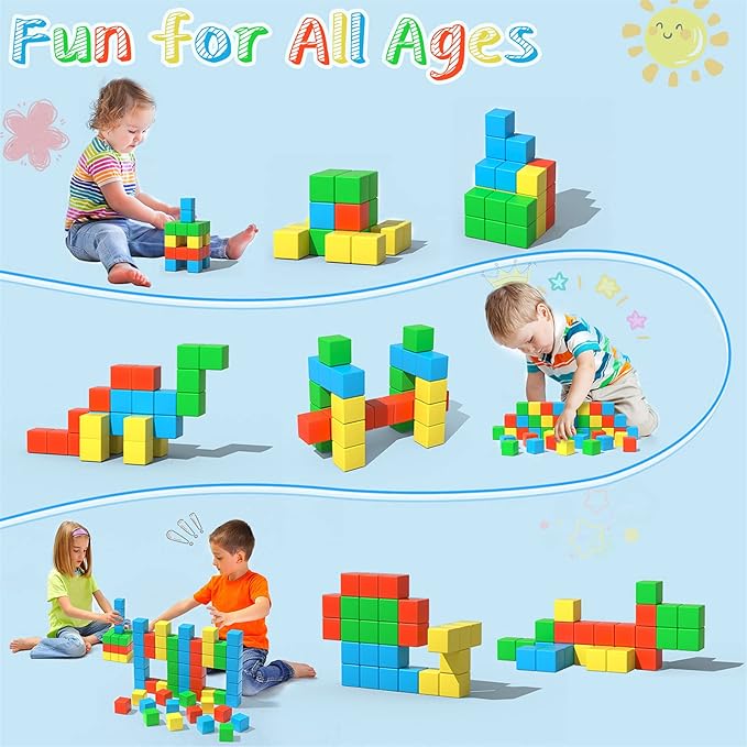 Magnetic Blocks, 56 Pieces 1.34 inch Large Magnetic Building Blocks, 3D Magnetic Cubes for Toddlers, Preschool Educational Construction Kit, Sensory Montessori Toys Kids Blocks for Boys Girls