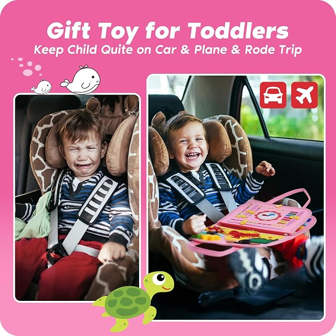 INKLAB Busy Board for Toddlers 1-3, Toddler Montessori Toys Age 3, Learning Toys for Toddlers 1 2 3 Years, Busy Board for 1 Year Old