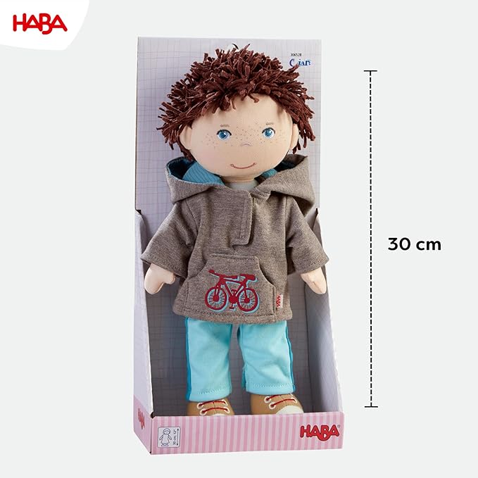 HABA Lian 12" Soft Doll - Baby Boy Doll with Brown Hair and Blue Eyes, Perfect Plush Toy for 18 Months & Up with Embroidered Face (Machine Washable)