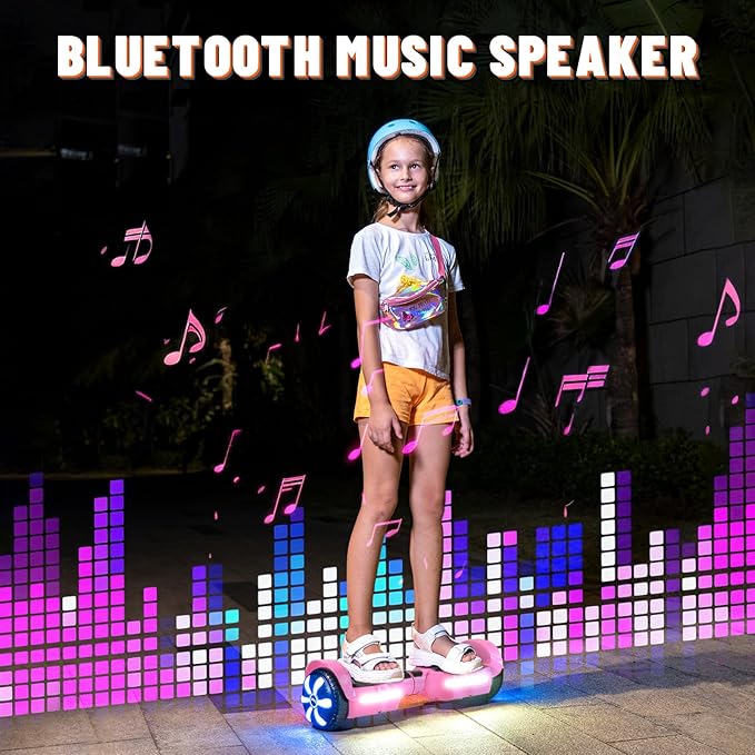 Scooter, Bluetooth Speakers and LED Light-Up Wheels, APP Control, Dual 250W Motors, 8.5 mph Max Speed & 8.5 Miles Max Range, Gifts for Kids Adults Girls Boys